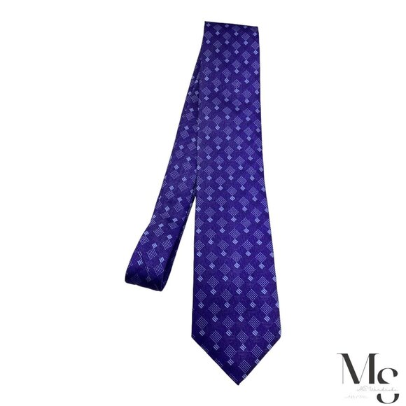 DAVID DONAHUE Blue Geometric Luxury Silk Tie Hand Made In  DAVID DONAHUE Blue Geometric Luxury Silk Tie Hand Made In USA  W: 3.25\